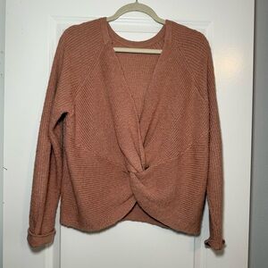 Aerie Tan V-Neck Sweater with Relaxed Fit